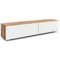 Meuble TV, en chêne, avec rangement, coloris blanc, pour le salon