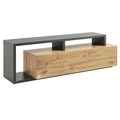 Meuble TV, en chêne, coloris anthracite, pour le salon