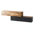 Armoire, en chêne, avec rangement, coloris anthracite et doré, pour la chambre