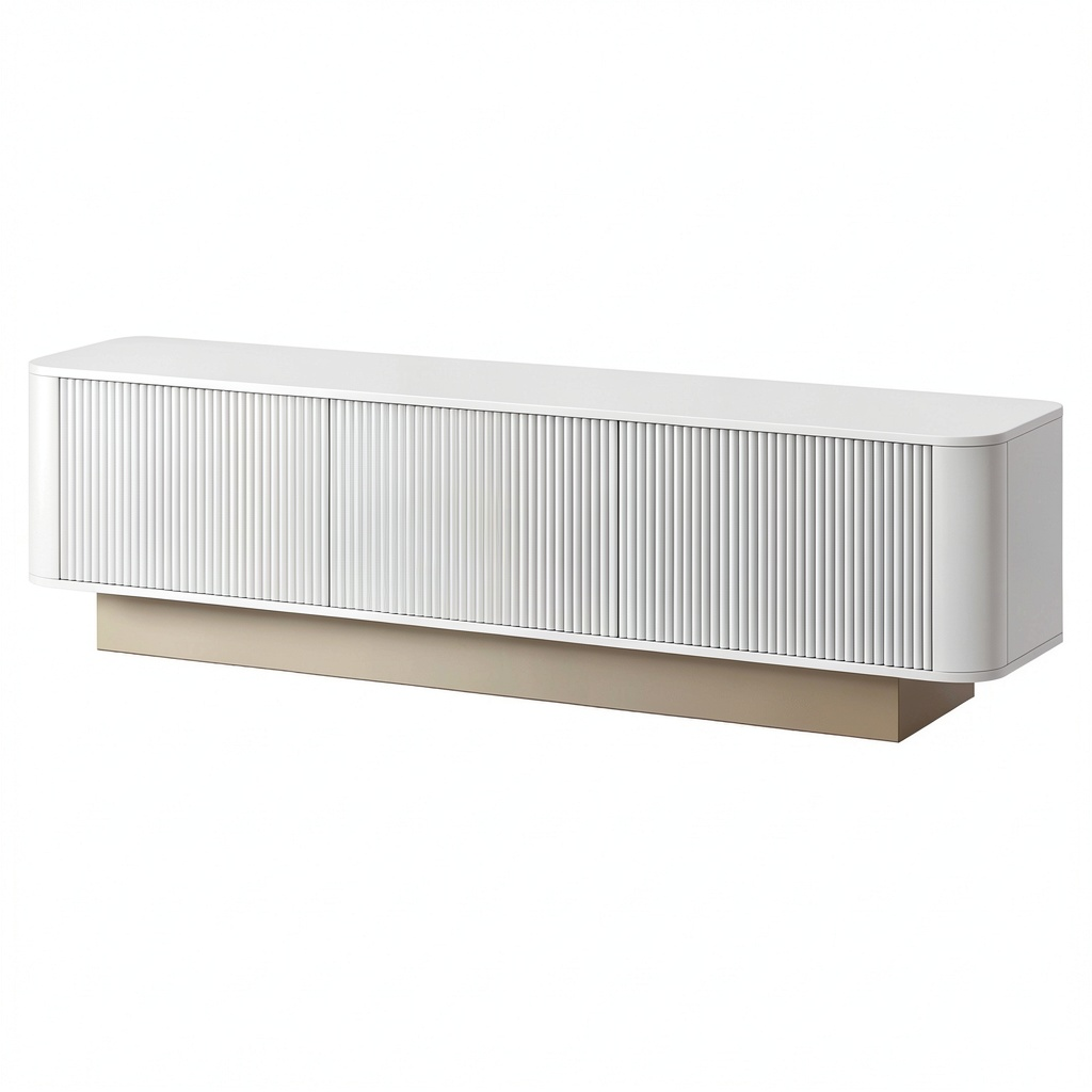 Meuble TV, réglable, avec rangement, avec étagères, coloris blanc, 170 x 40,5 x 47 cm, pour le salon