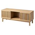 Meuble TV, avec rangement, avec portes coulissantes, avec portes, en bambou, coloris naturel, 150 x 42 x 50 cm, pour le salon